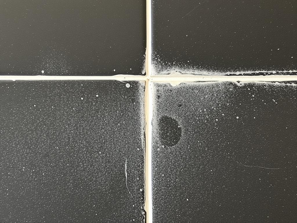 Biały nalot na ciemnych płytkach łazienkowych po fugowaniu