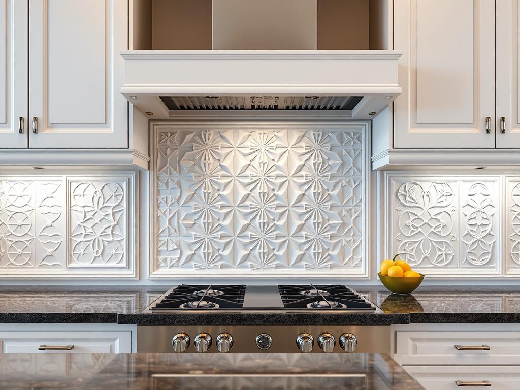 Dekoracyjne listwy i panele na ścianie nad blatem