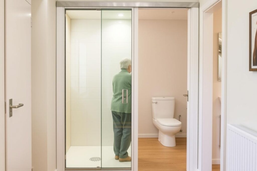 Drzwi przesuwne do łazienki dla seniora w bloku