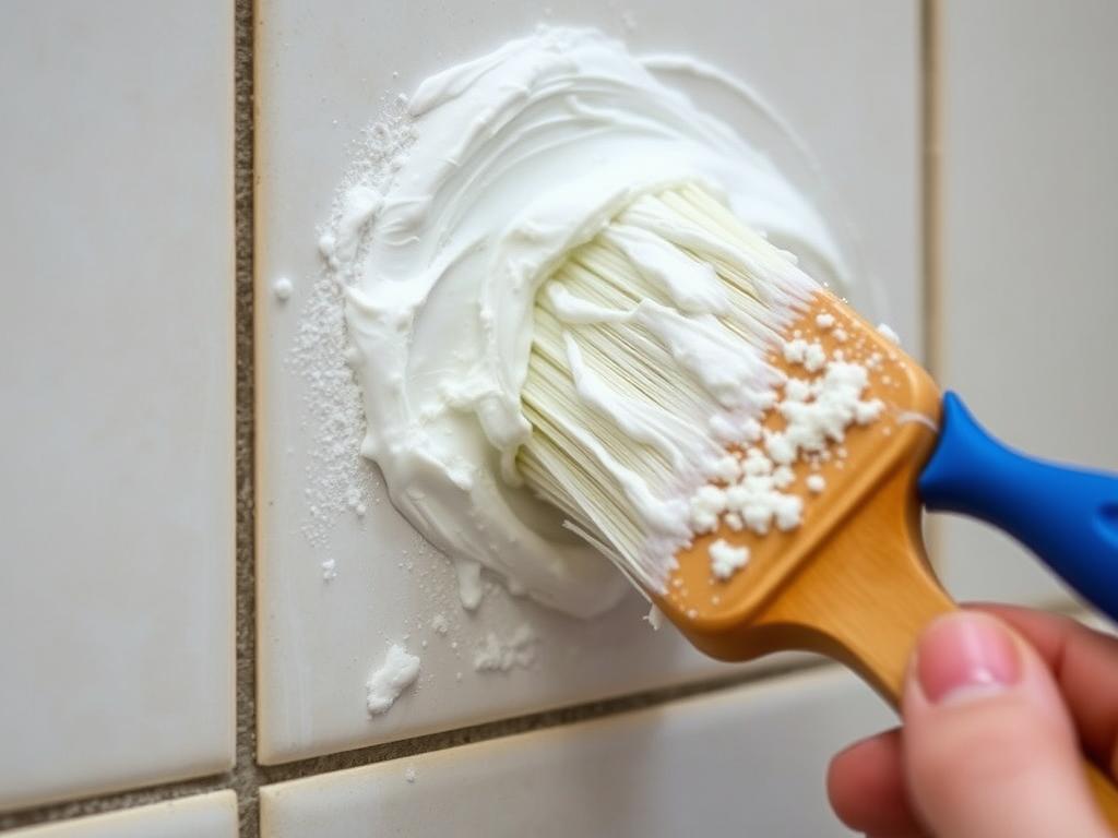 Pasta z sody oczyszczonej nakładana na płytki z białym nalotem