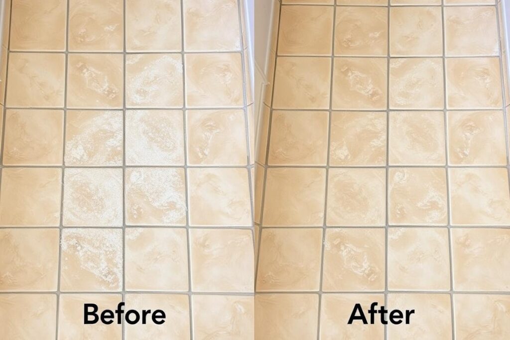 Porównanie płytek przed i po usunięciu białego nalotu