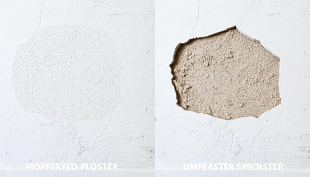 Porównanie prawidłowo i nieprawidłowo skutego tynku