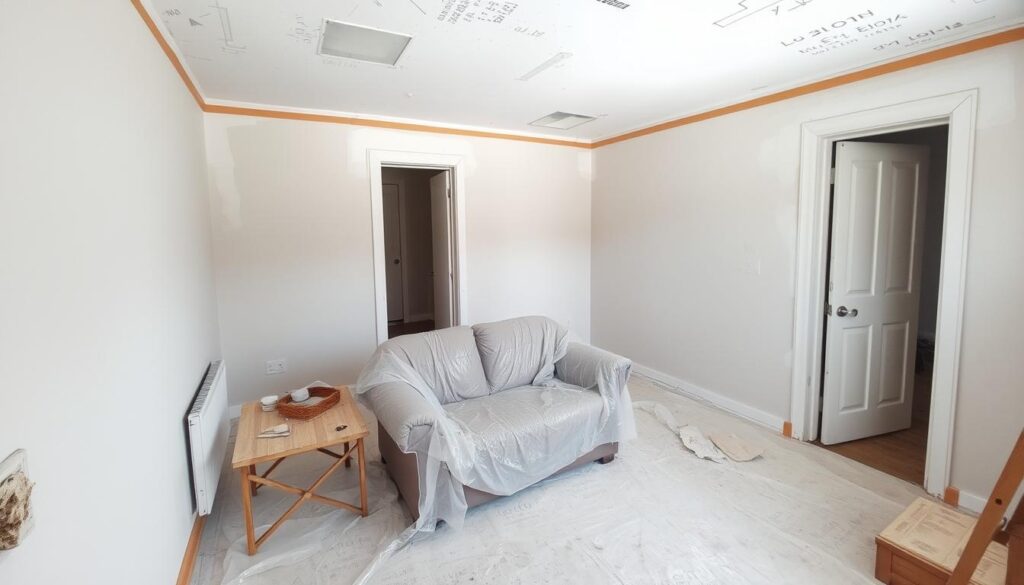 Prawidłowo zabezpieczone pomieszczenie przed skuwaniem tynku