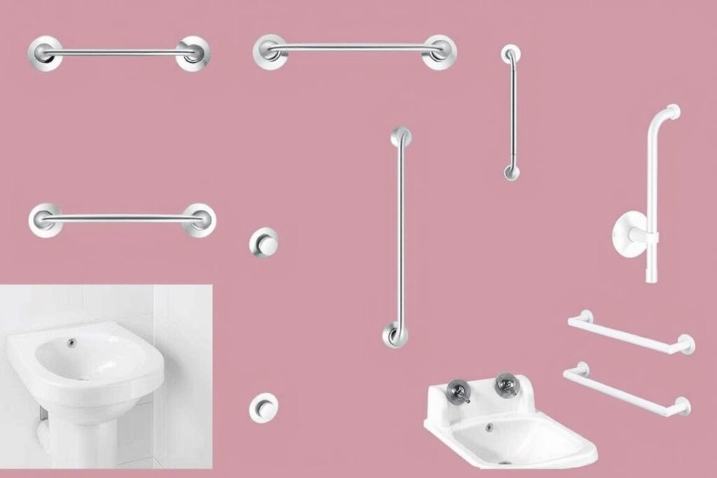 Różne rodzaje uchwytów łazienkowych dla seniora w bloku