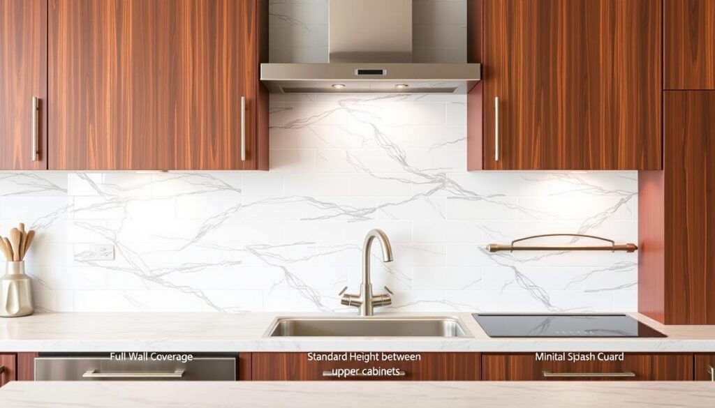 Różne wysokości wykończenia ściany nad blatem