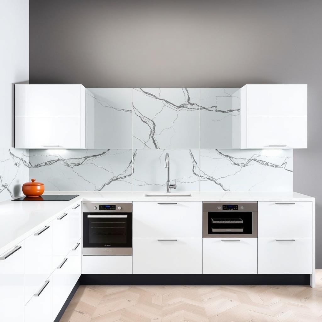 Ściana nad blatem w kuchni nowoczesnej