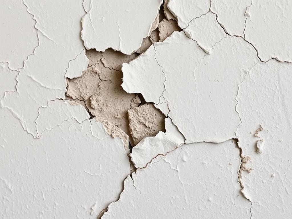 Spękany tynk wymagający skucia ze ściany