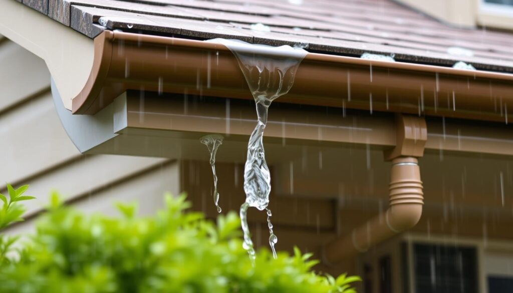 Zadbany system rynnowy prawidłowo odprowadzający wodę