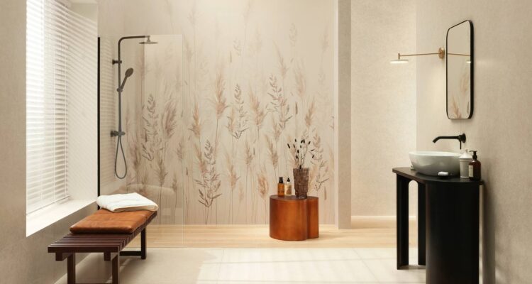 Dekoracyjne płytki do kabiny walk-in z kolekcji Mantigo